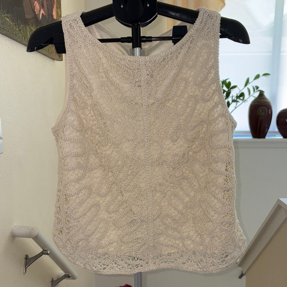 a new day Cream Crochet Tank Top